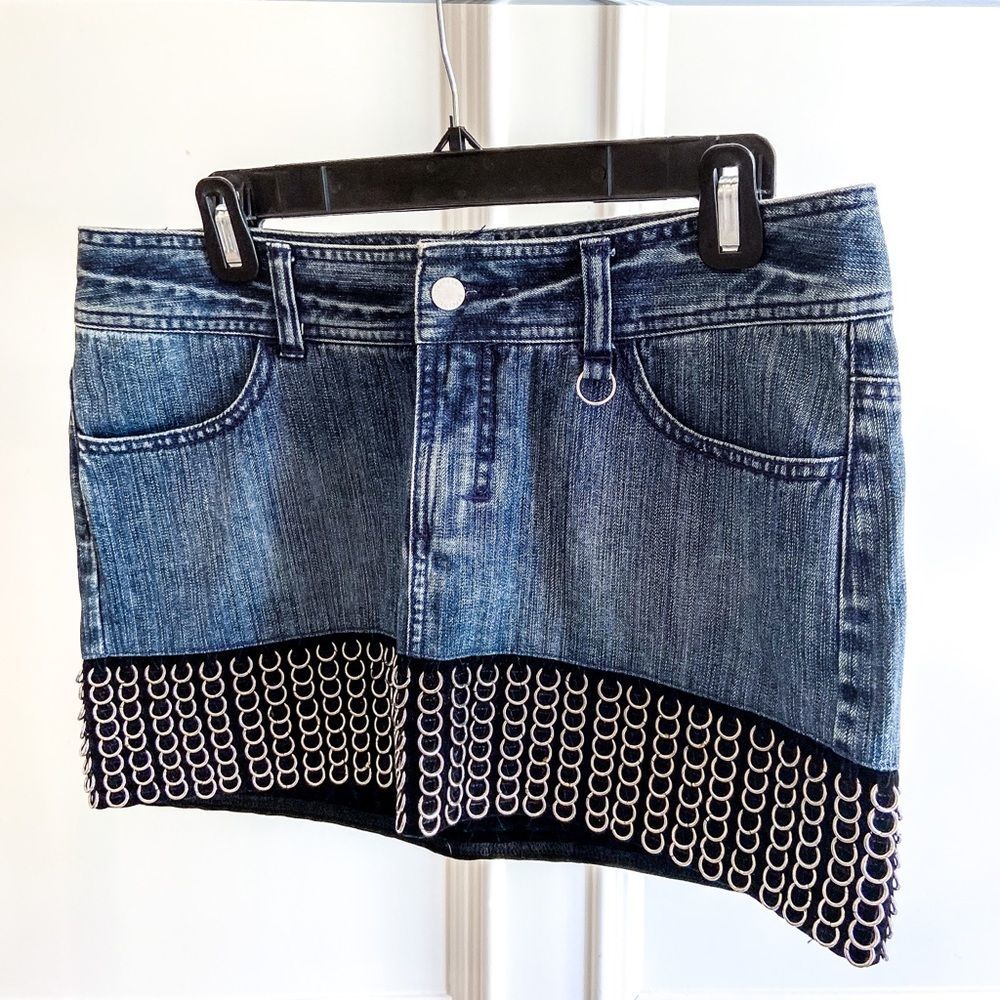 VINTAGE Chain Link Denim Mini Skirt